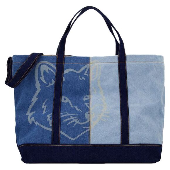 Fox Head Weekender Shopper Bag - Maison Kitsune - Denim - Blue
